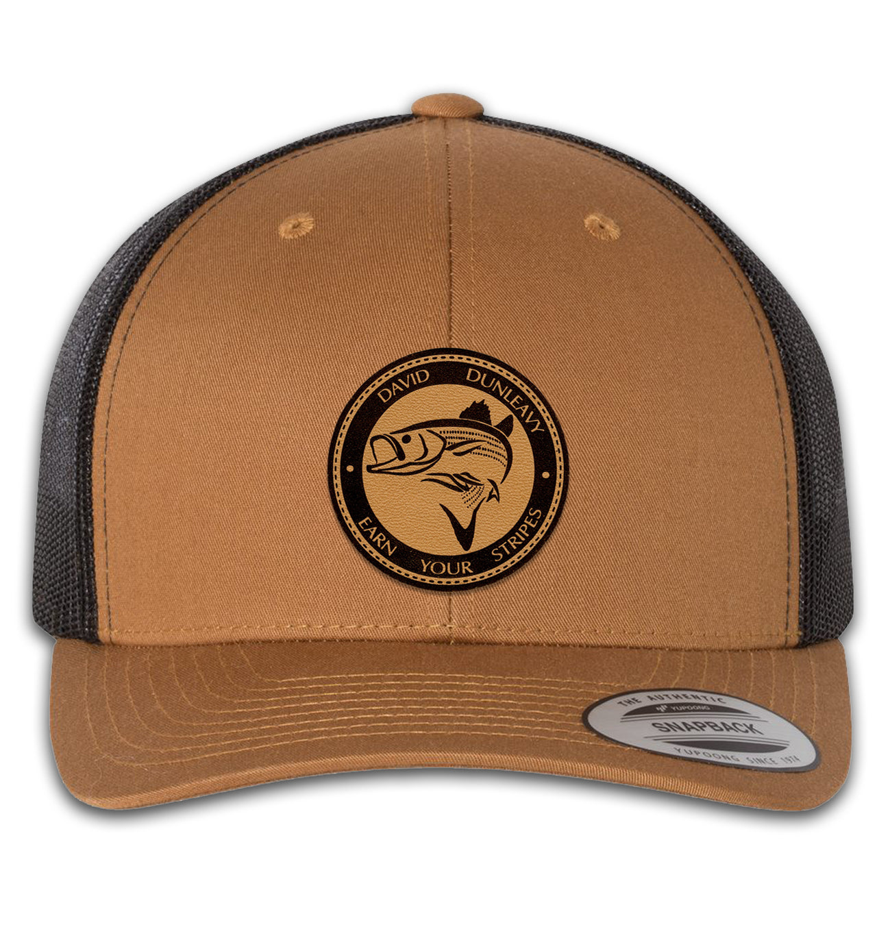 Striper Deco 6 Panel Trucker Snap Back Caramel Black Hat
