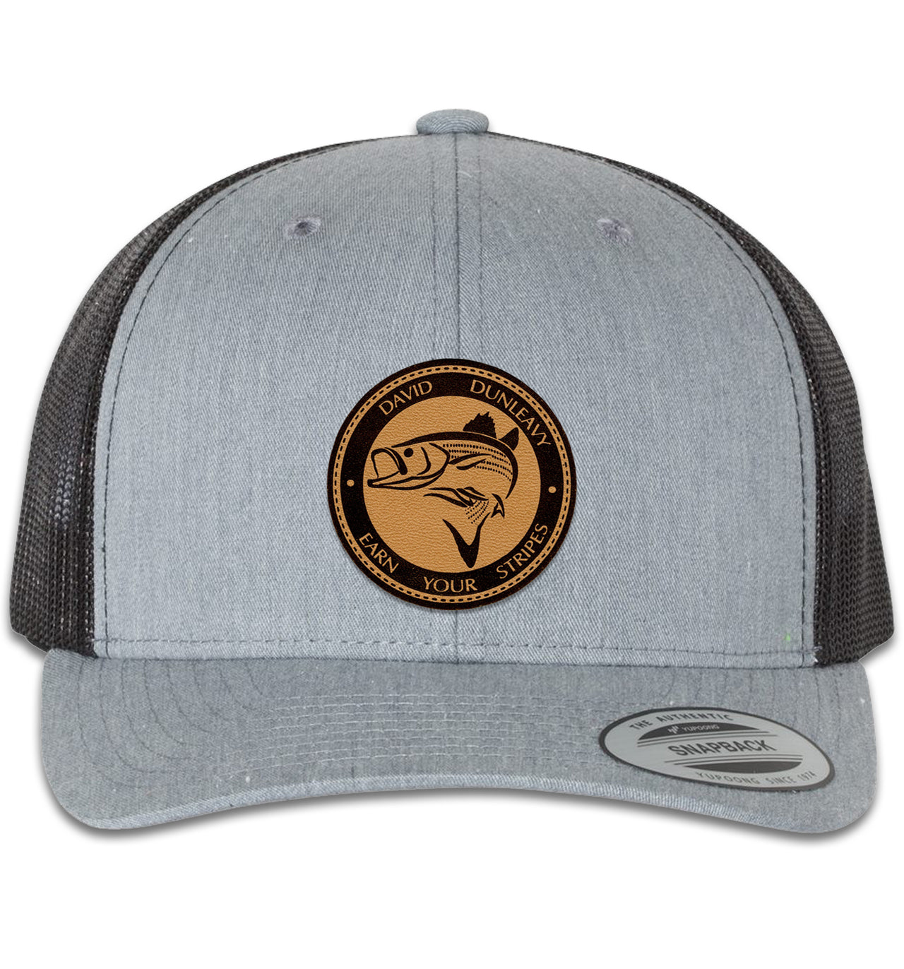 Striper Deco 6 Panel Trucker Snap Back Heather Grey Black Hat