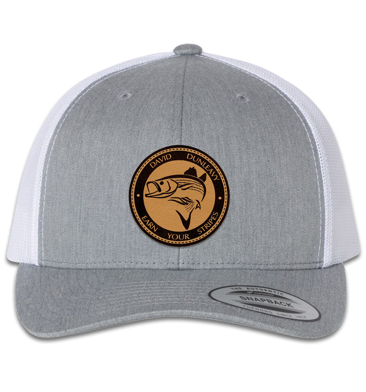 Striper Deco 6 Panel Trucker Snap Back Heather Grey White Hat
