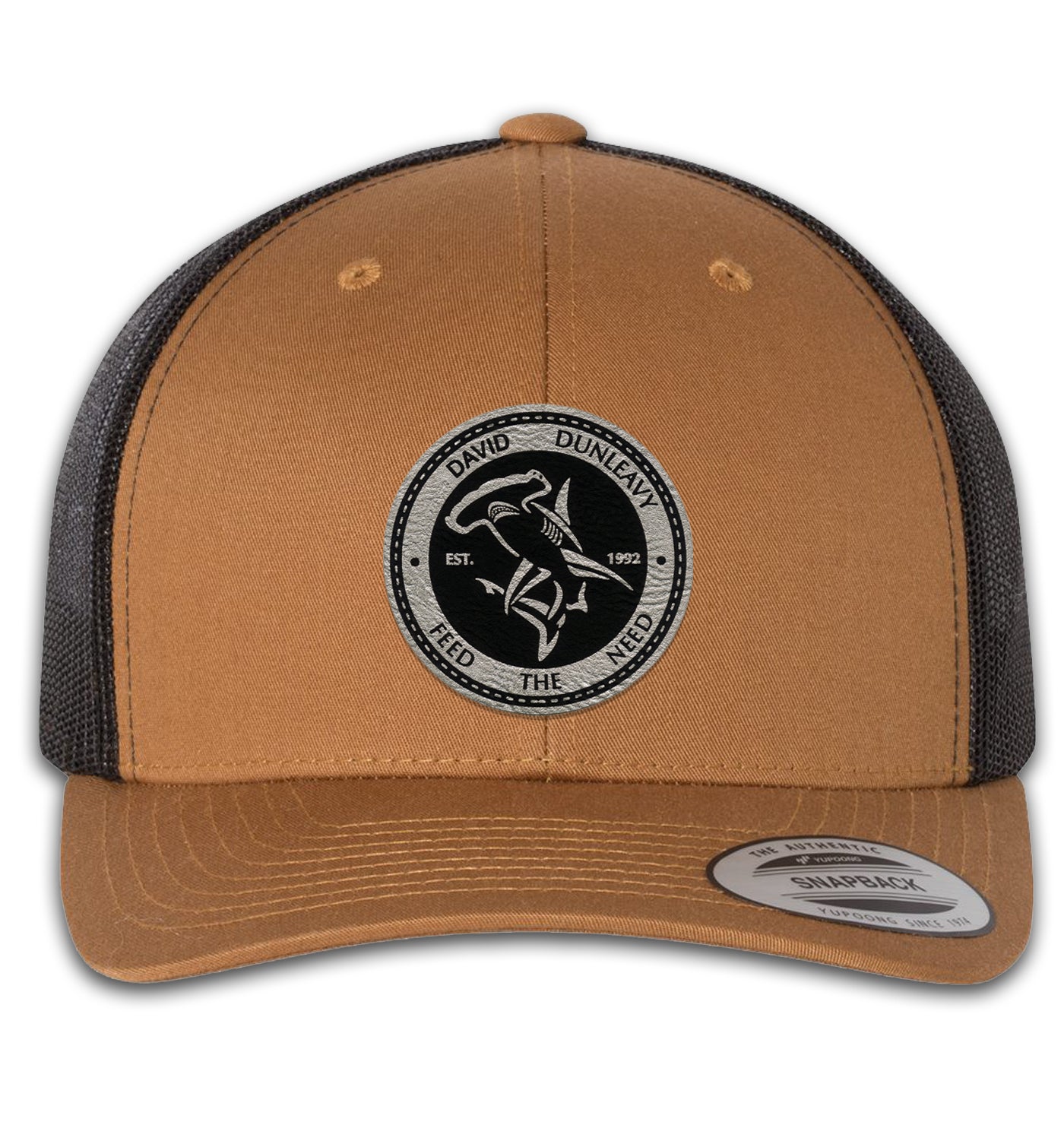 Hammerhead Shark Panel Trucker Snap Back Caramel Black Hat