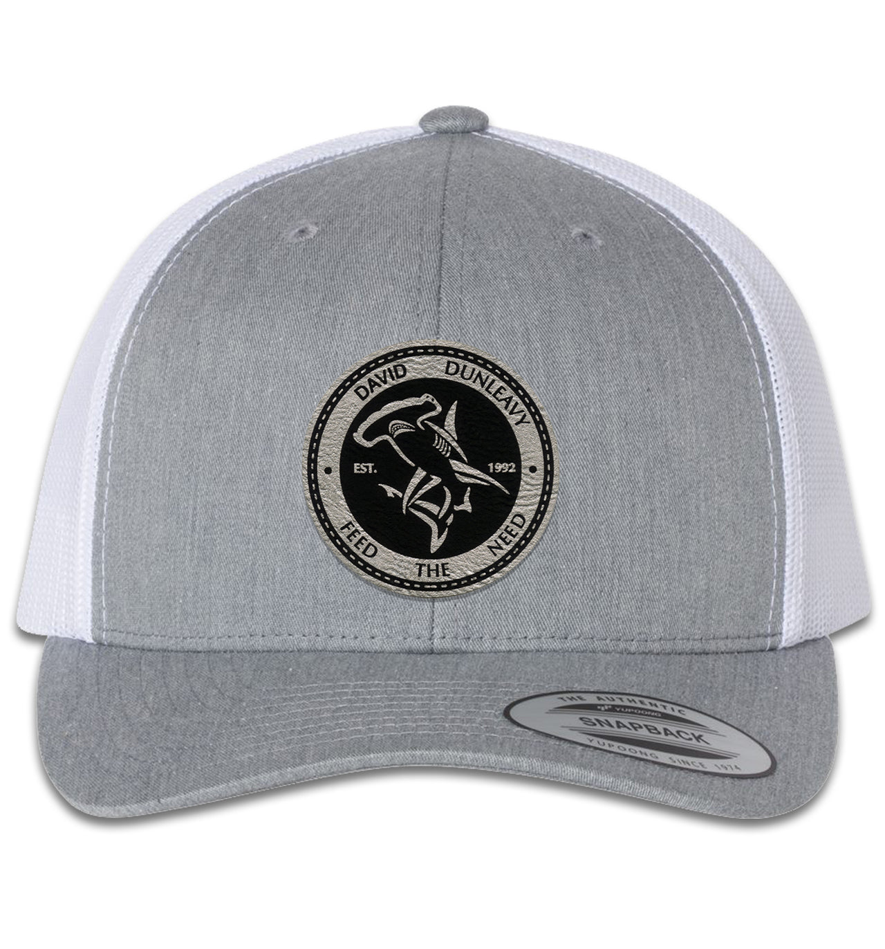Hammerhead Shark 6 Panel Trucker Snap Back Heather Grey White Hat