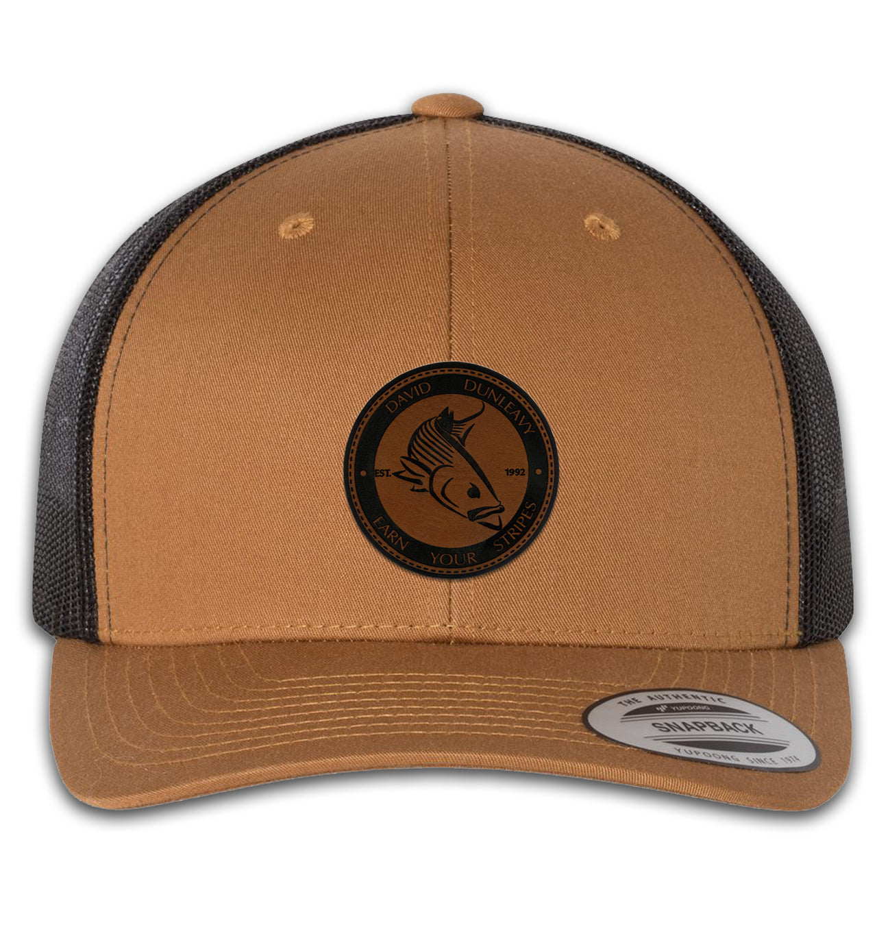 Mad Striper 6 Panel Trucker Snap Back Caramel Black Hat