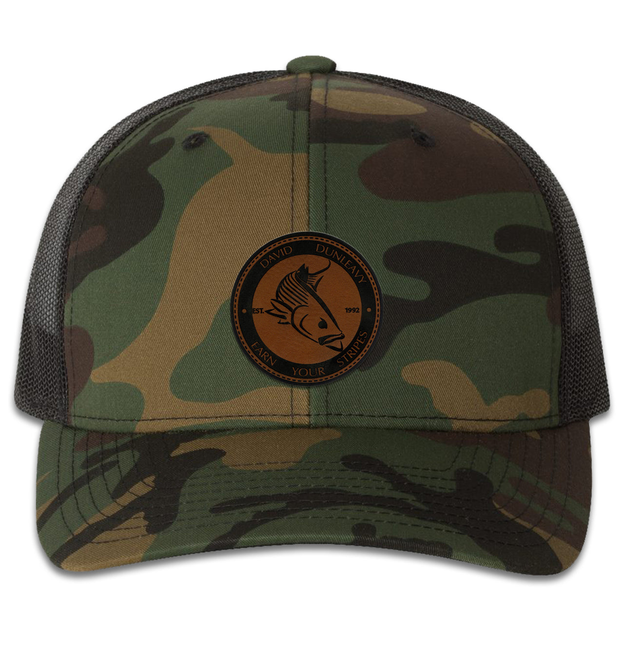 Mad Striper Deco 6 Panel Trucker Snap Back Green Camo Black Hat