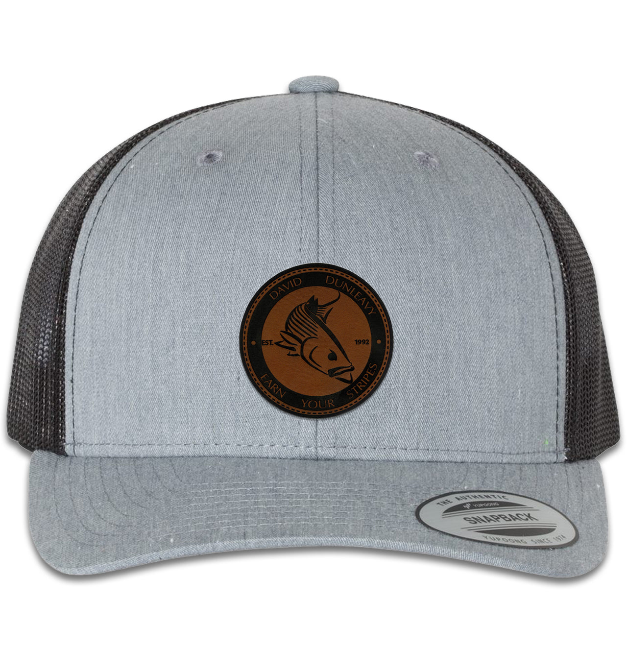 Mad Striper 6 Panel Trucker Snap Back Heather Grey Black Hat