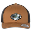 Tiger Shark & Mermaid 6 Panel Trucker Snap Back Caramel Black Hat