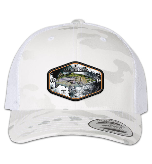 Stripah Kraken 6 Panel Trucker Snap Back Multicam Alpine White Hat