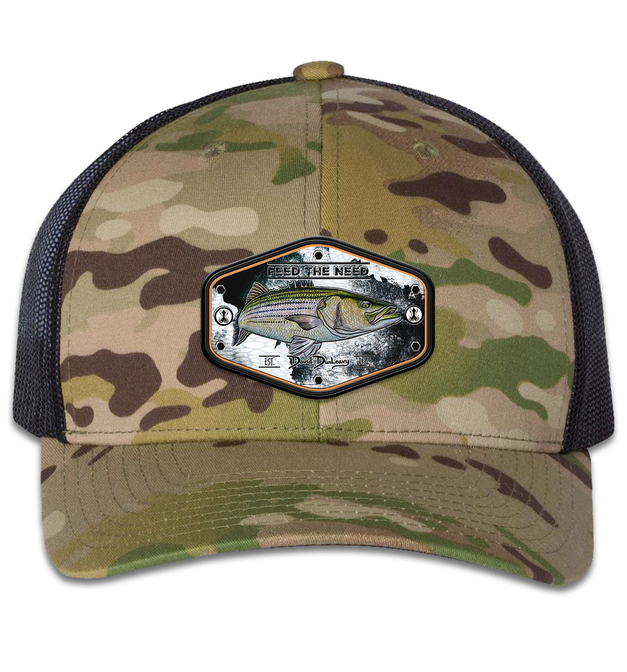 Stripah Kraken 6 Panel Trucker Snap Back Multicam Green Black Hat