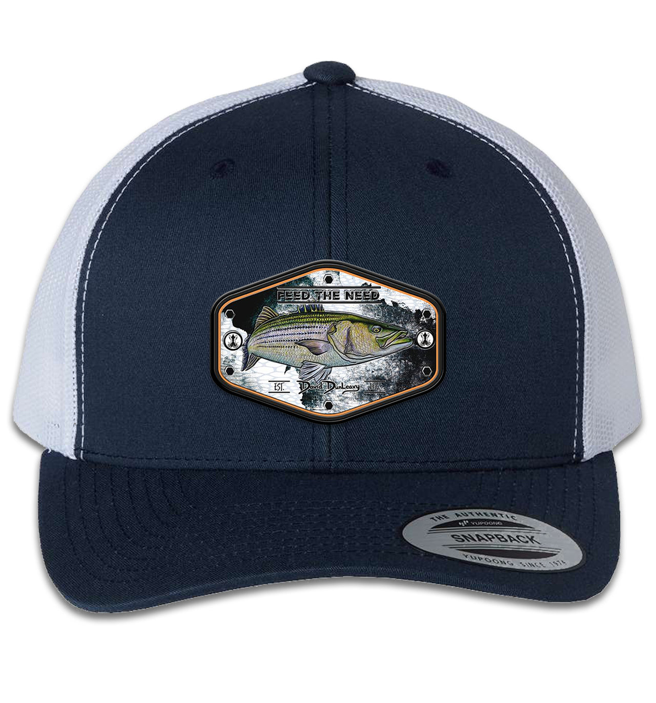 Stripah Kraken 6 Panel Trucker Snap Back Navy White Hat