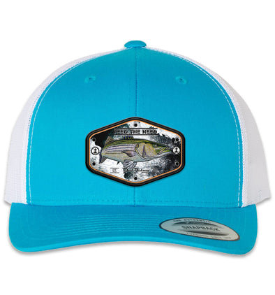 Stripah Kraken 6 Panel Trucker Snap Back Turquoise White Hat