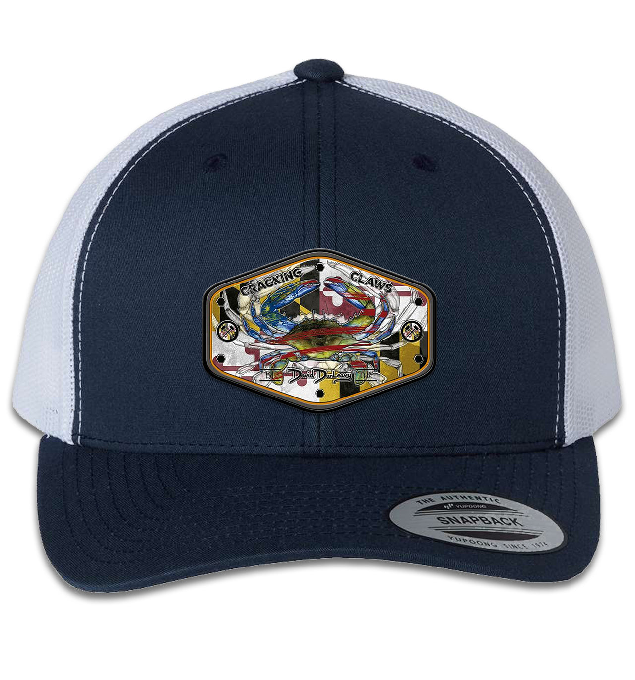 Maryland Ameri Blue Crab 6 Panel Trucker Snap Back Navy White Hat