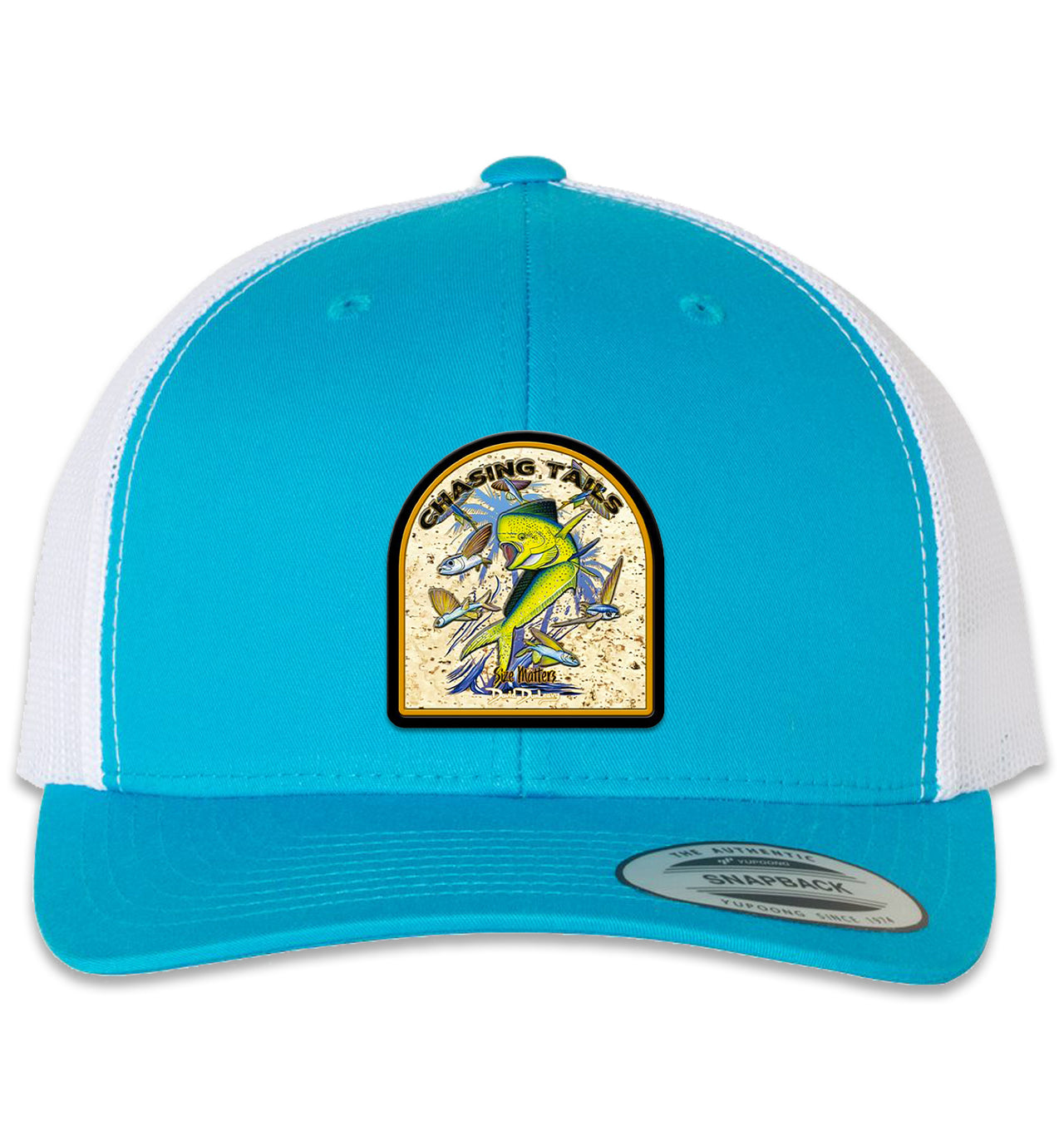 Chasing Tails Mahi 6 Panel Trucker Snapback Turquoise Thite Hat