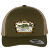 Size Matters Largemouth Bass 6 Panel Trucker Snap Back Hat Moss Khaki