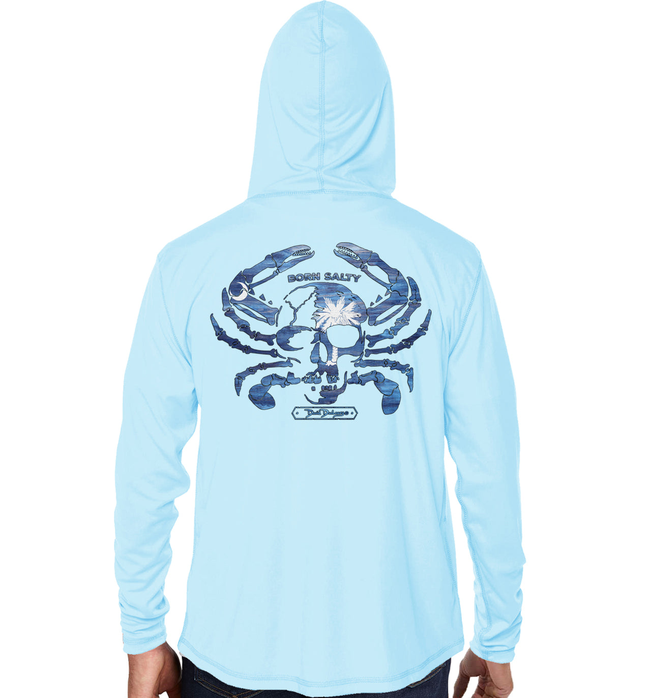 Men's South Carolina Born Salty Skull Crab Arctic Blue Performance Hoodie