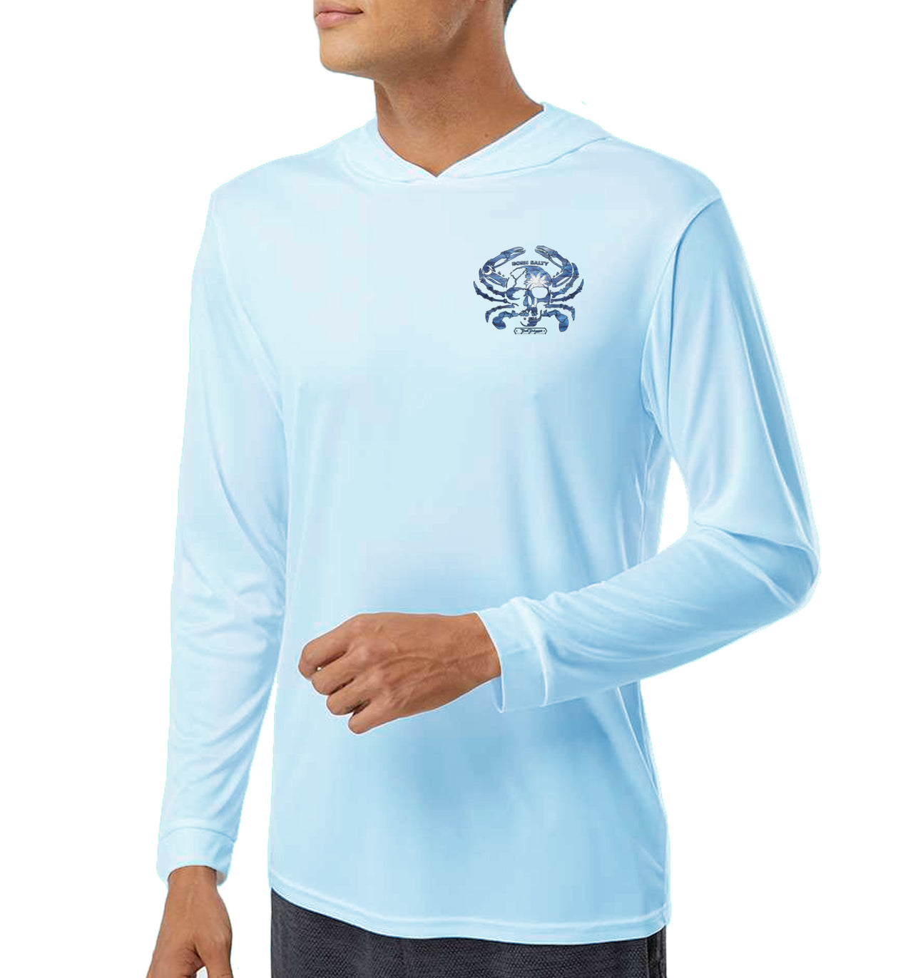 Men's South Carolina Born Salty Skull Crab Arctic Blue Performance Hoodie