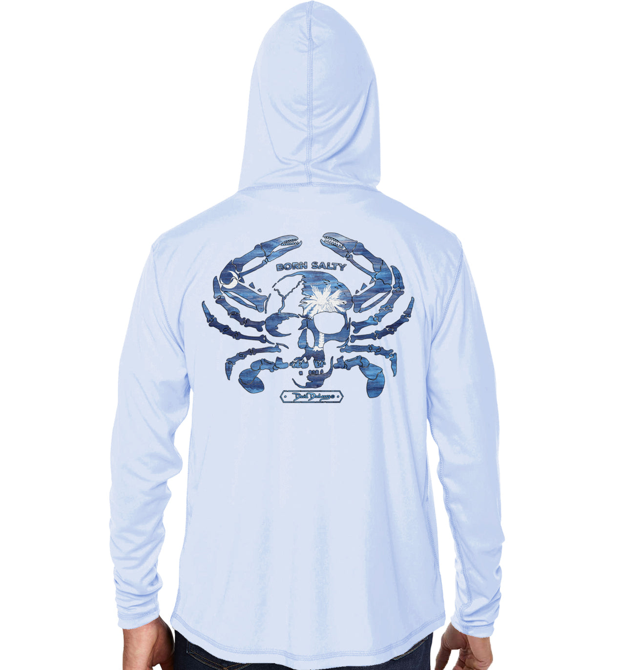 Men's South Carolina Born Salty Skull Crab Pearl Grey Performance Hoodie