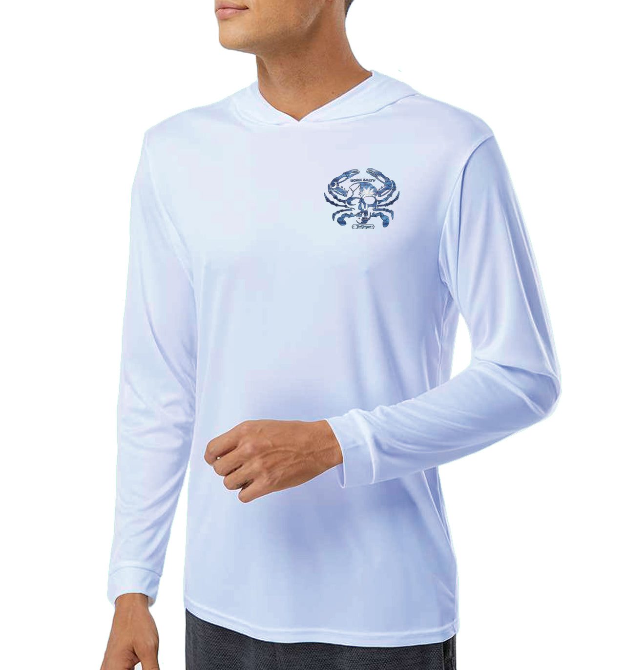 Men's South Carolina Born Salty Skull Crab Pearl Grey Performance Hoodie
