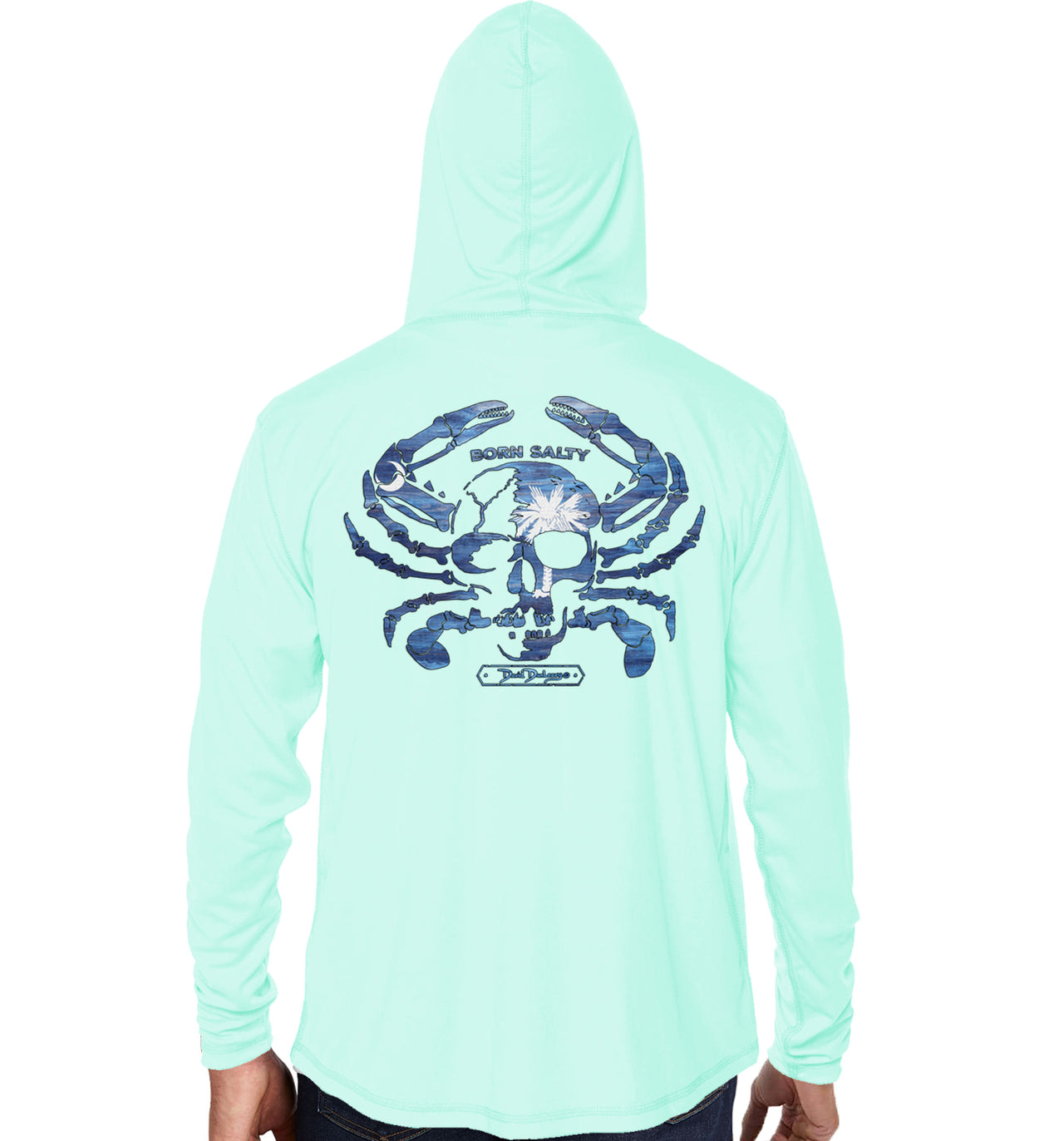 Men's South Carolina Born Salty Skull Crab Seagrass Performance Hoodie