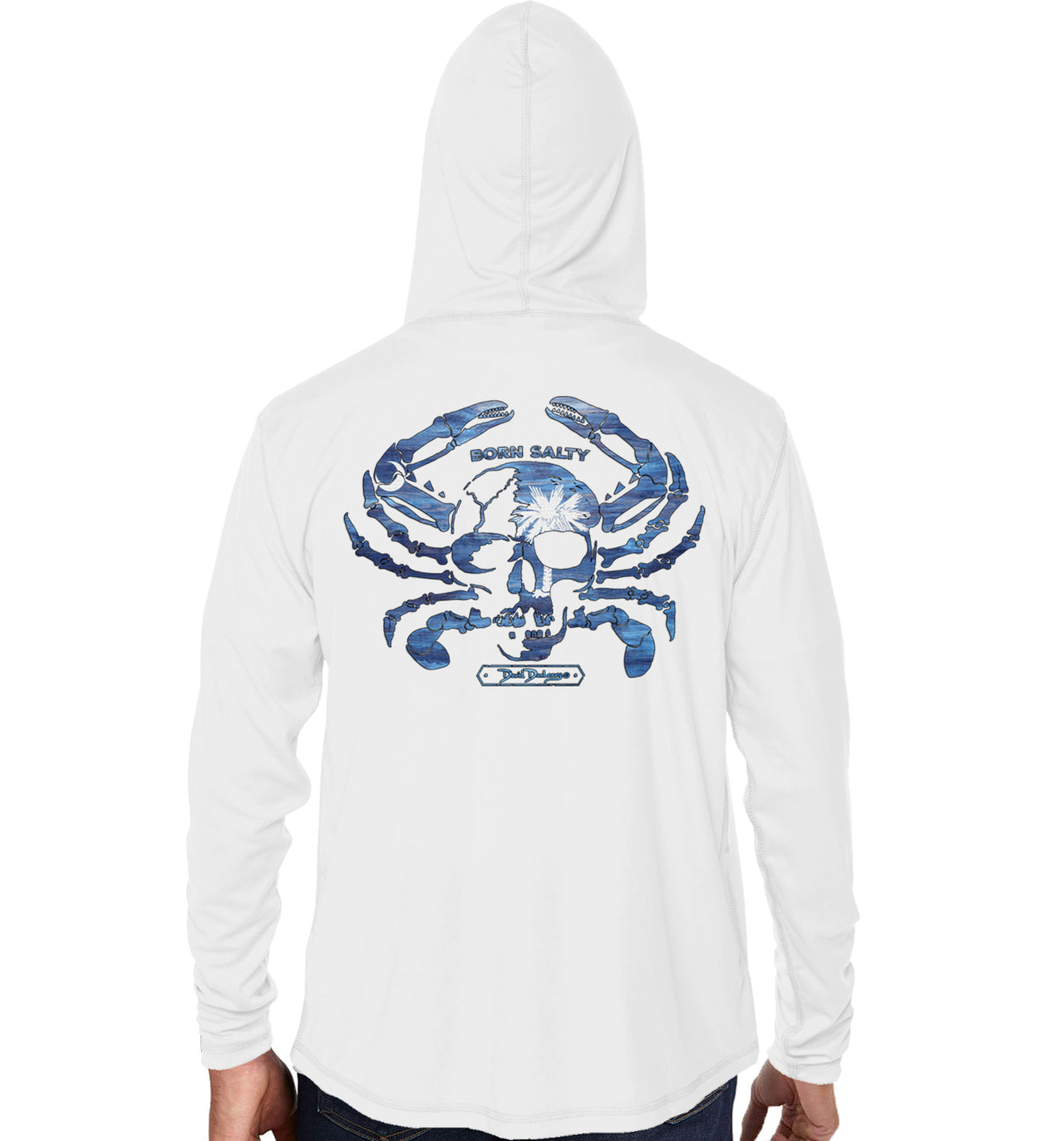 Men's South Carolina Born Salty Skull Crab White Performance Hoodie