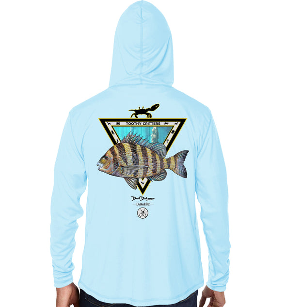 Men's Sheepshead Toothy Critters Arctic Blue Performance Hoodie
