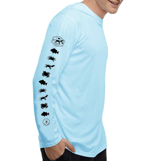 Men's Sheepshead Toothy Critters Arctic Blue Performance Hoodie