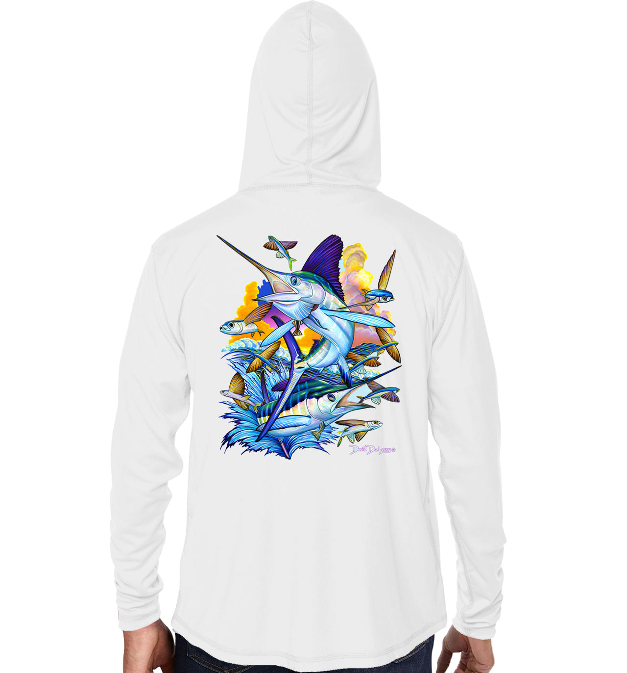 Men's White Marlin White Performance Hoodie