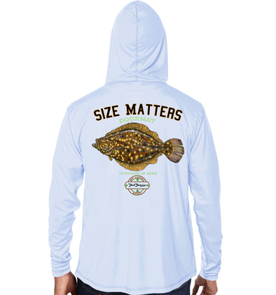 Men's Size Matters Flounder Pearl Grey Performance Hoodie