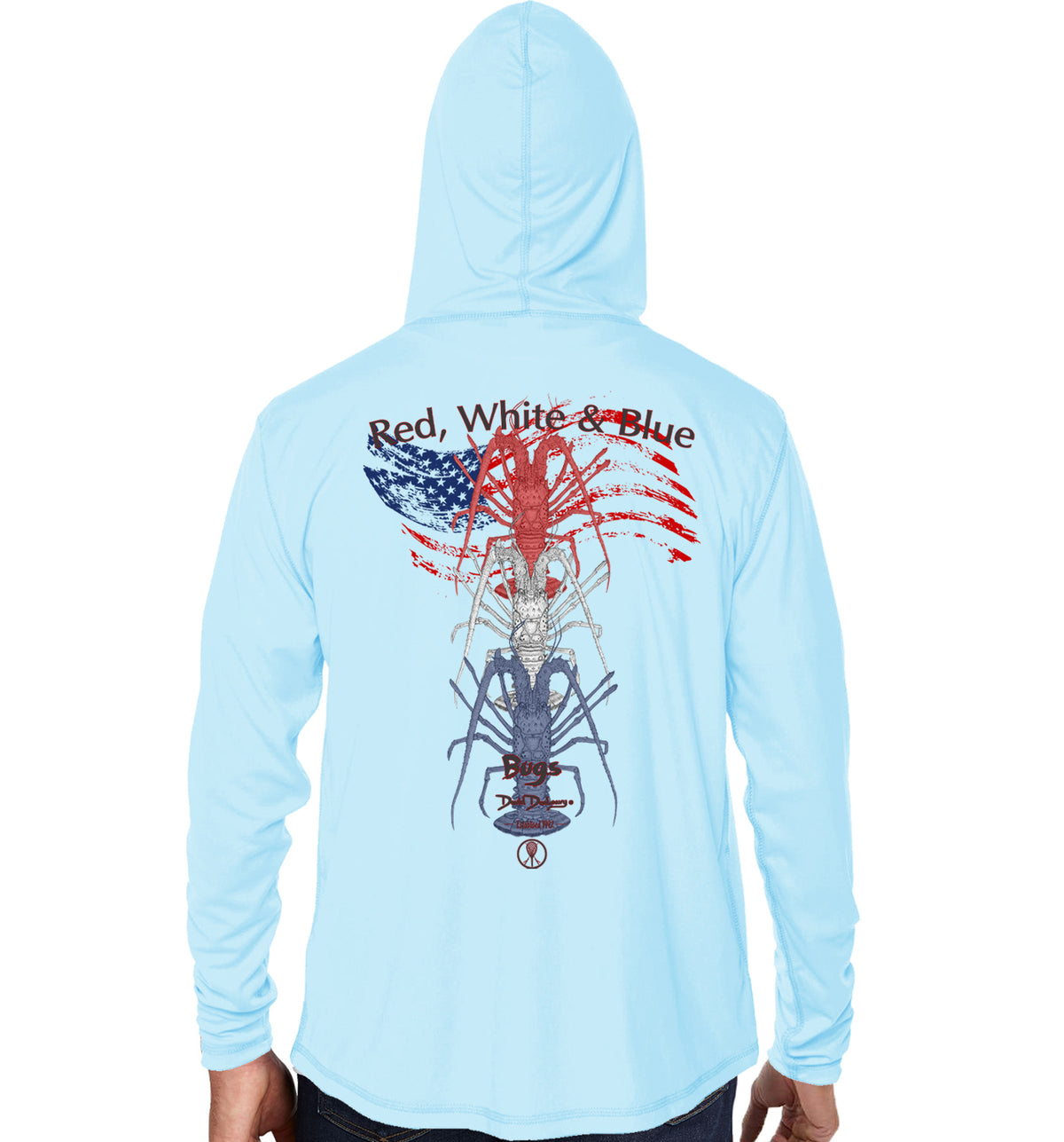 Men's Red White & Blue Bugs Arctic Blue Performance Hoodie