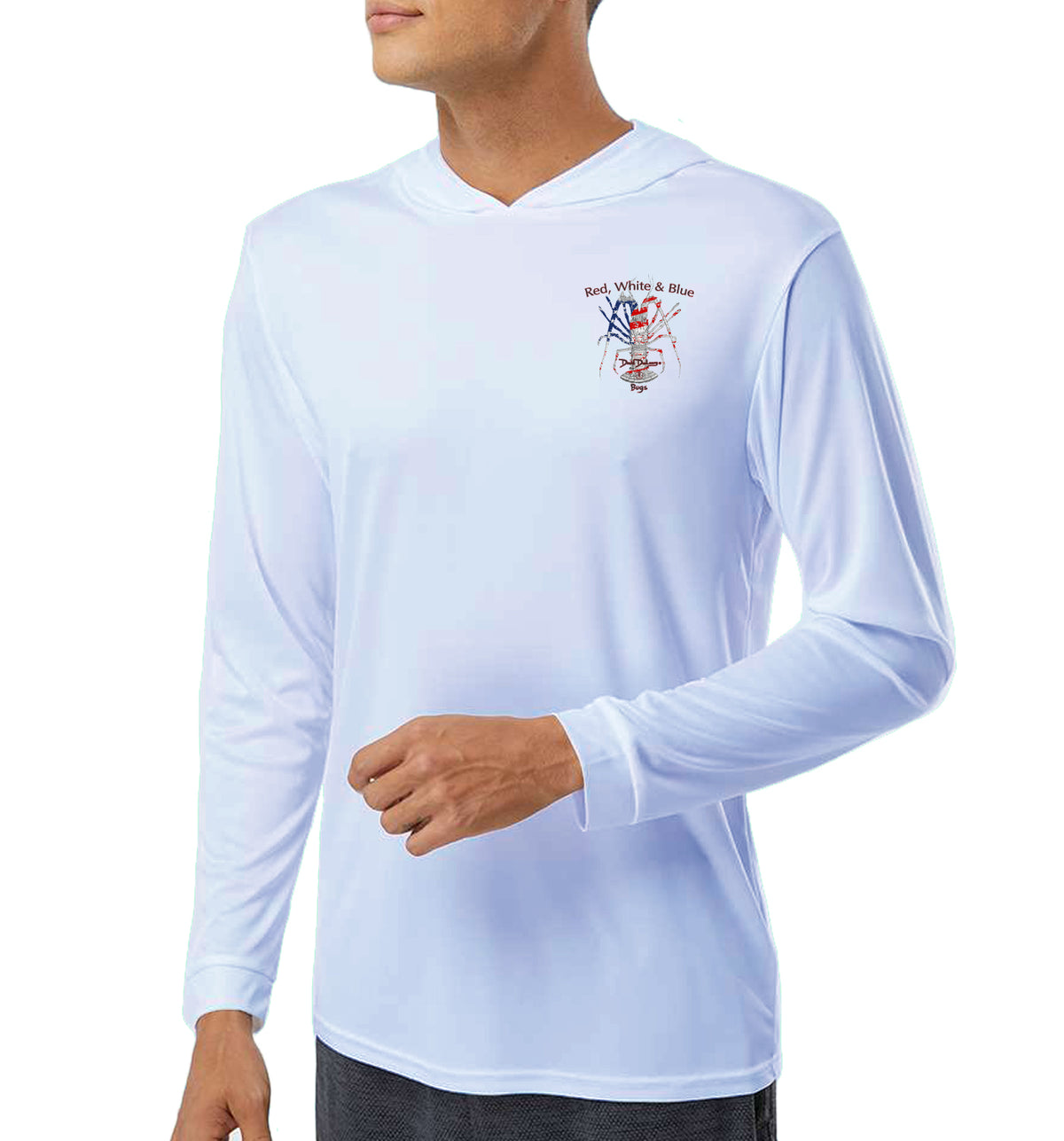 Men's Red White & Blue Bugs Pearl Grey Performance Hoodie