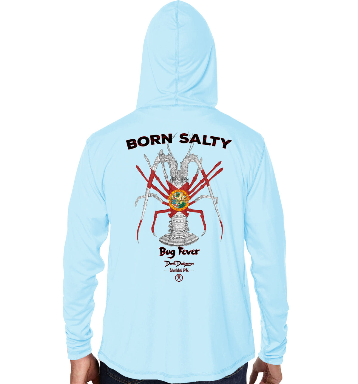 Men's Born Salty Bug Fever Arctic Blue Performance Hoodie