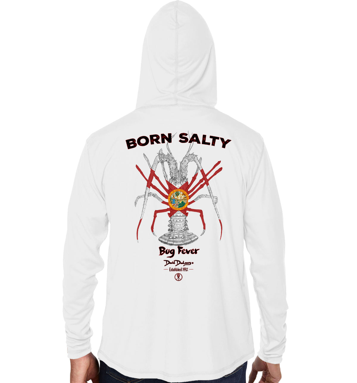 Men's Born Salty Bug Fever White Performance Hoodie
