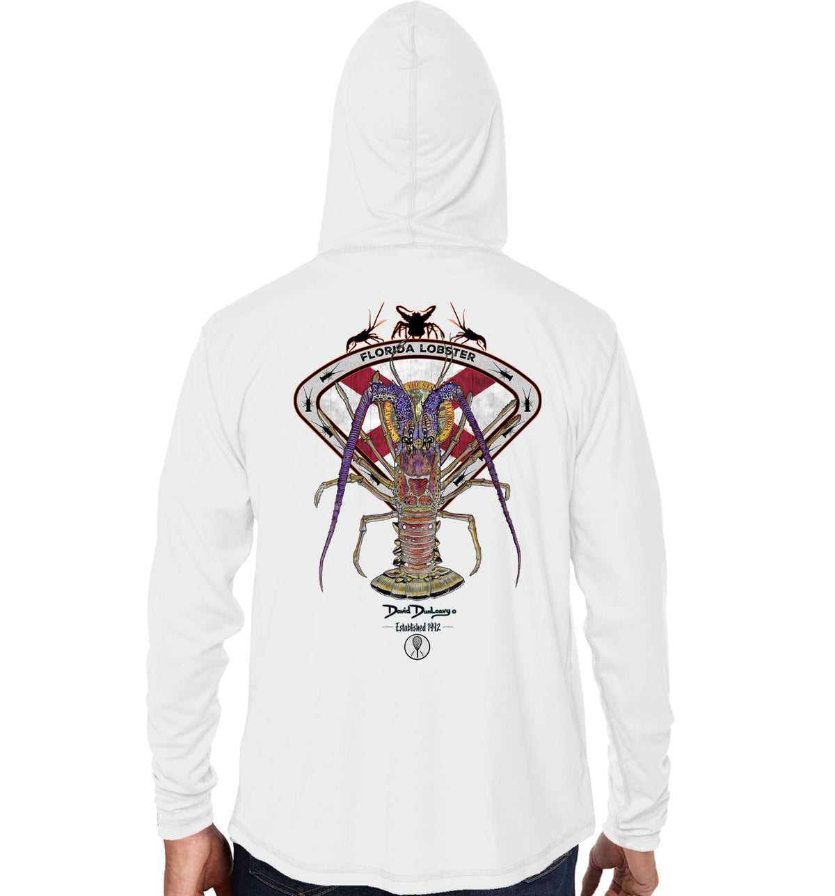 Men's Florida Lobster White Performance Hoodie
