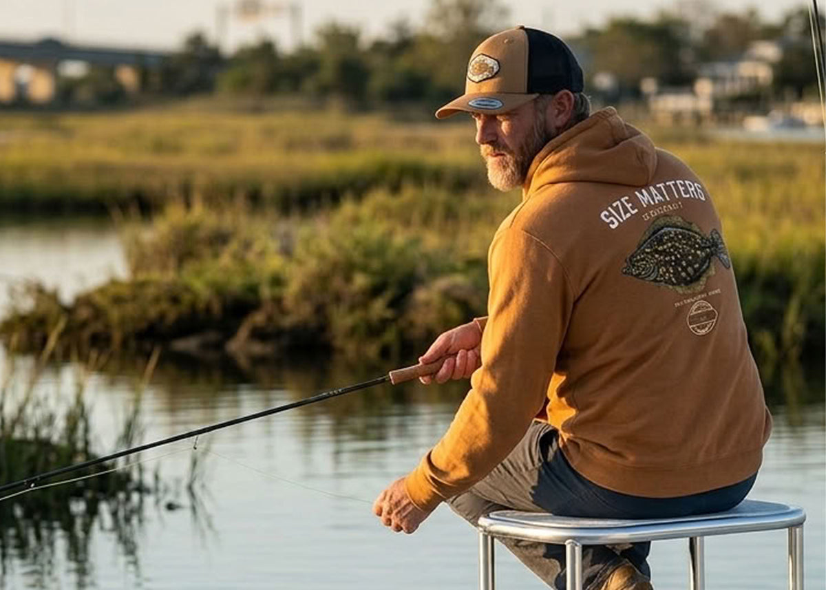 Men's Size Matters Flounder Pullover Hoodie