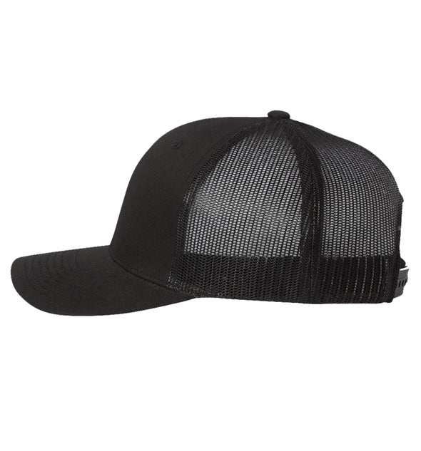 Flounder Deco 6 Panel Trucker Snap Back Hat Black/Black