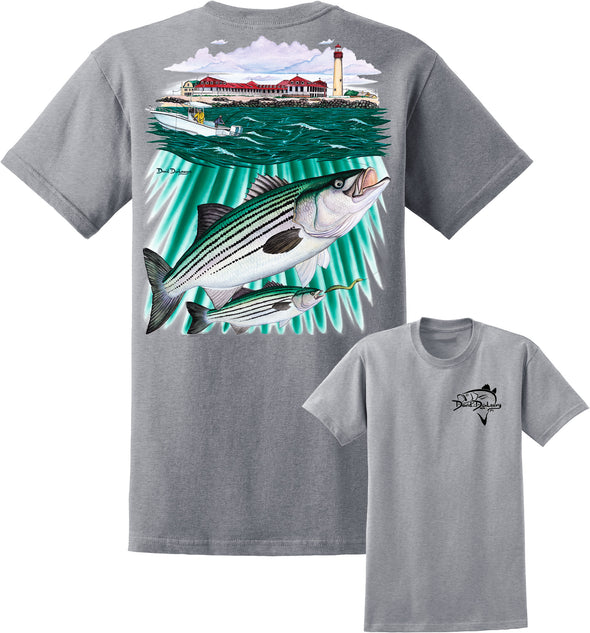 Men's Striper Lighthouse Short Sleeve Cotton T-Shirt - Dunleavyapparel