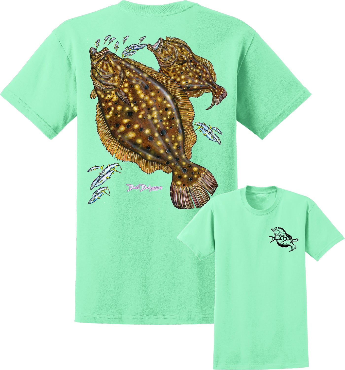 Men's Flounder Short Sleeve Cotton T-Shirt Medium / Mint