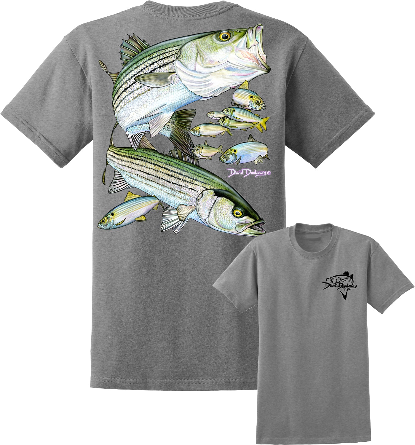 Men's Striped Bass Short Sleeve Cotton T-Shirt - Dunleavyapparel