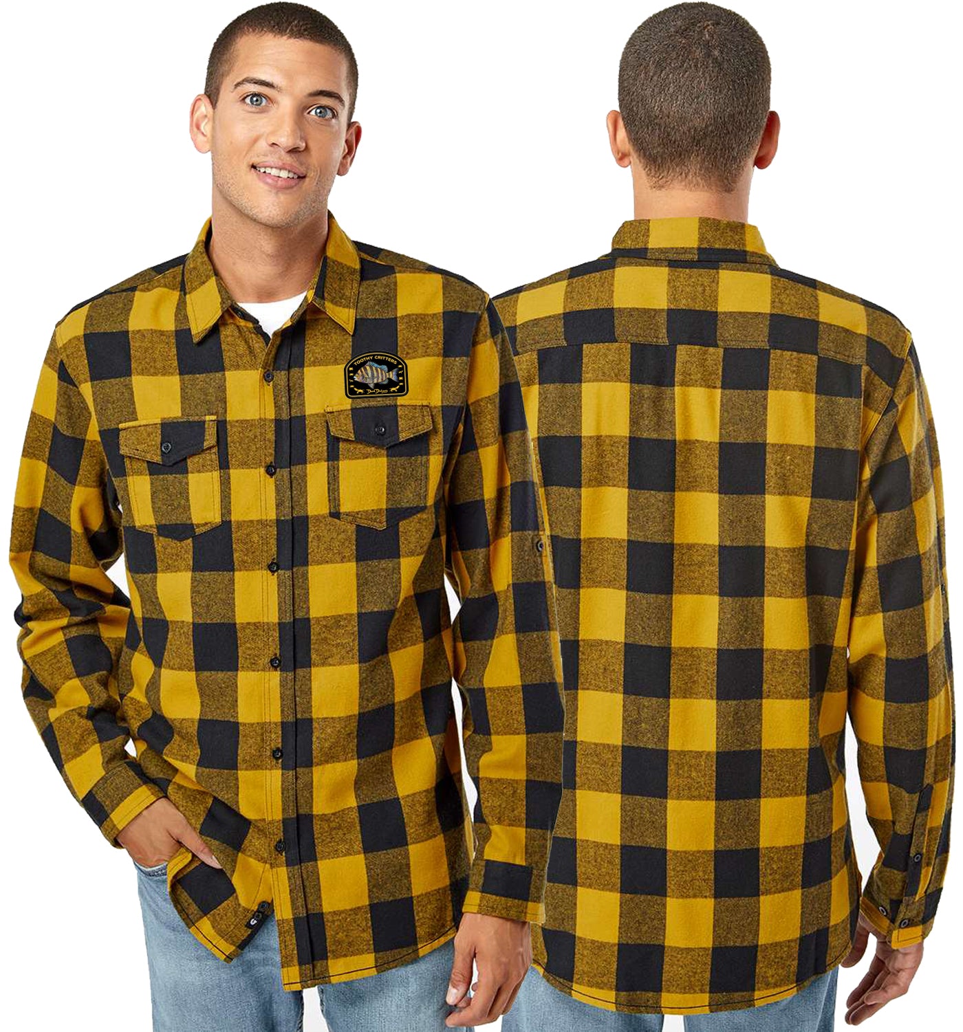 Men's Sheepshead Flannel Shirt Gold Black