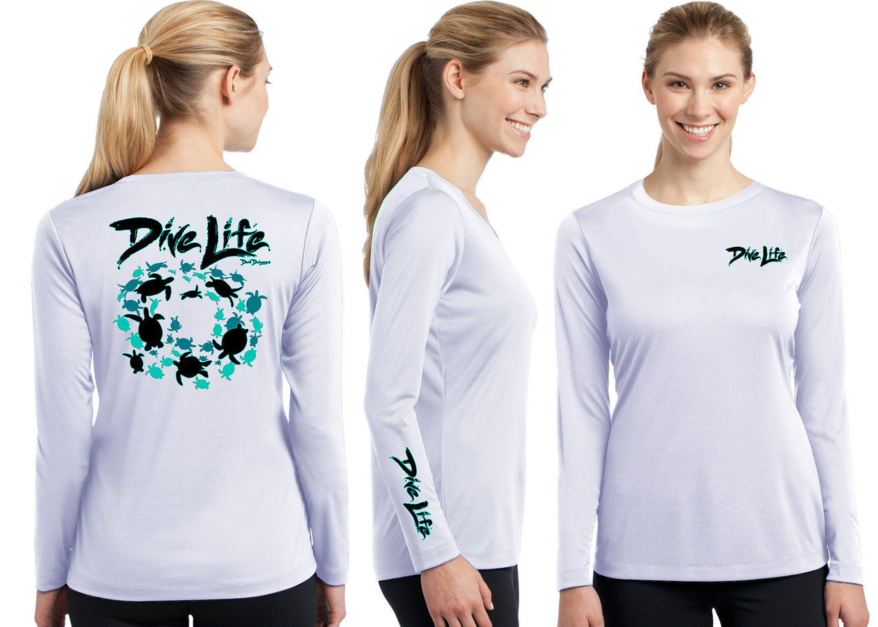 Women’s Performance Dive Life Turtles Long Sleeve - Dunleavyapparel