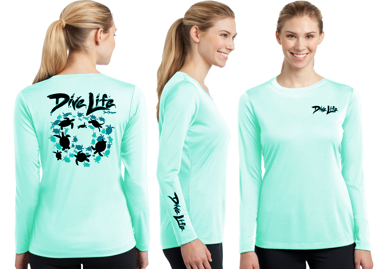 Women’s Performance Dive Life Turtles Long Sleeve - Dunleavyapparel