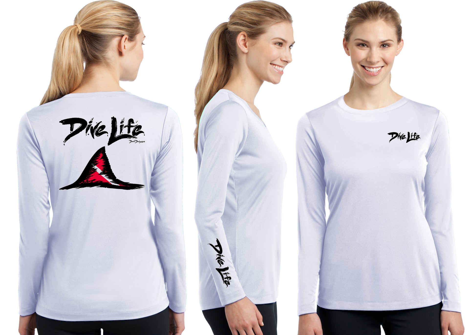 Women’s Performance Dive Life Shark Fin Long Sleeve - Dunleavyapparel