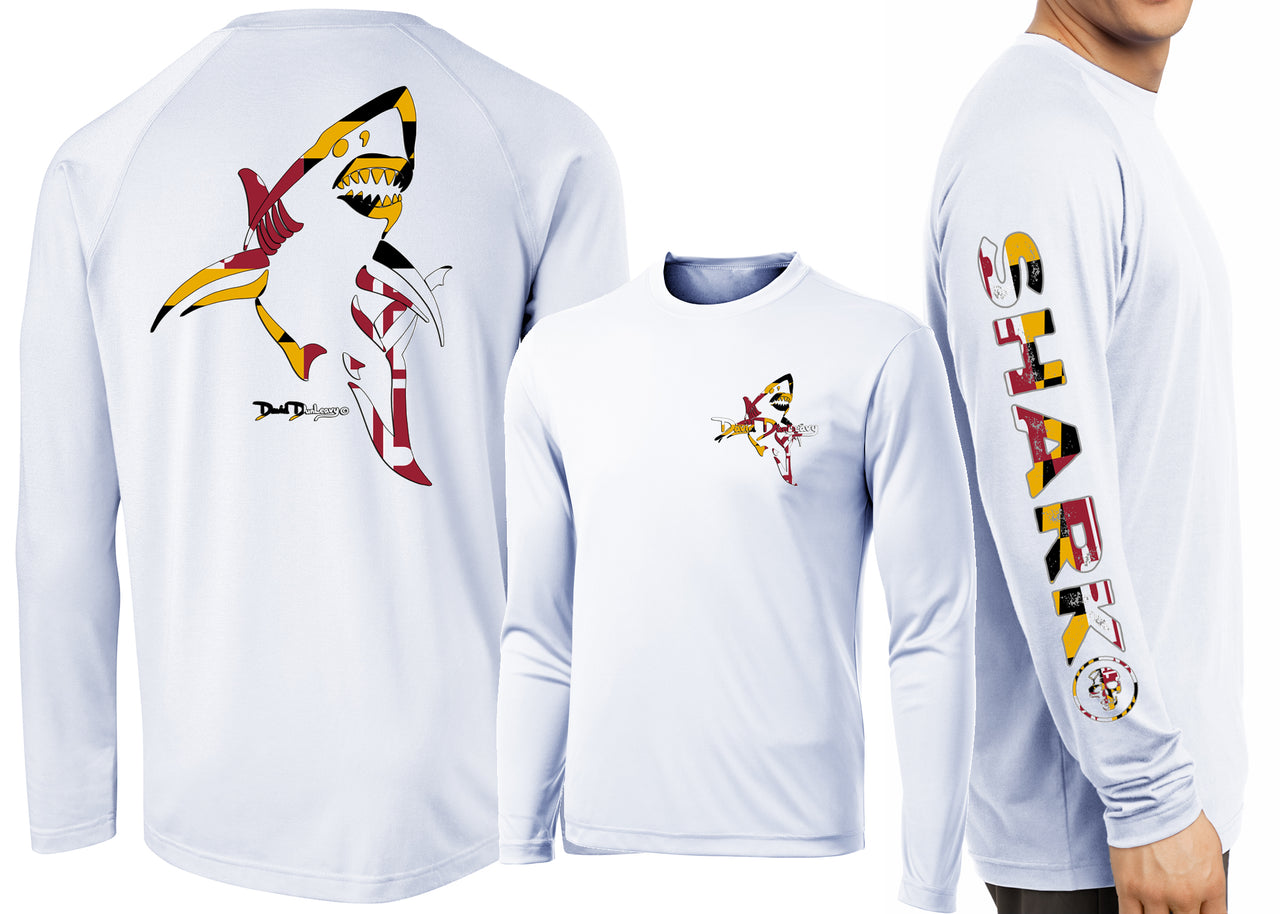 Men’s Performance Maryland Shark Deco Long Sleeve - Dunleavyapparel