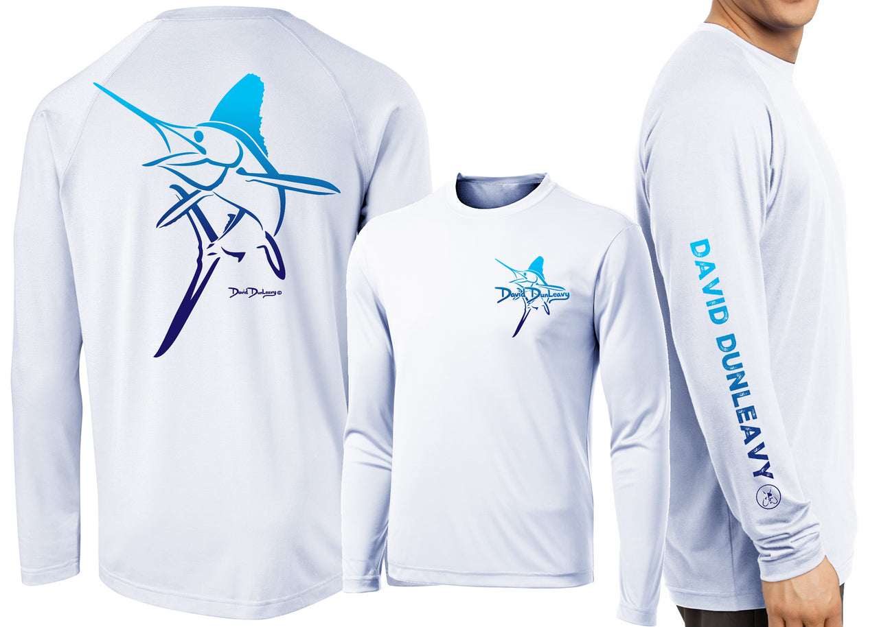 Men’s Performance White Marlin Deco Long Sleeve - Dunleavyapparel