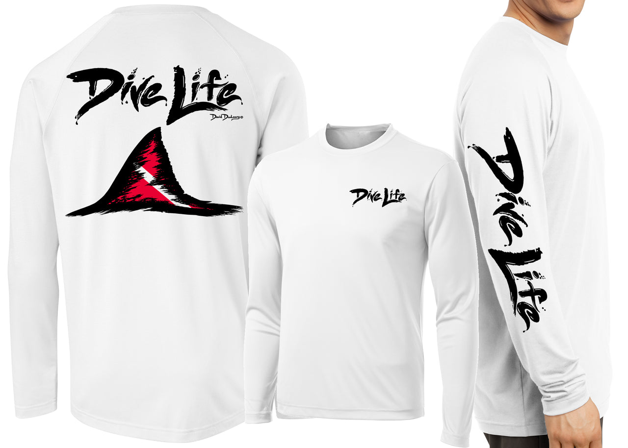 Men’s Performance Dive Life Shark Fin Long Sleeve - Dunleavyapparel