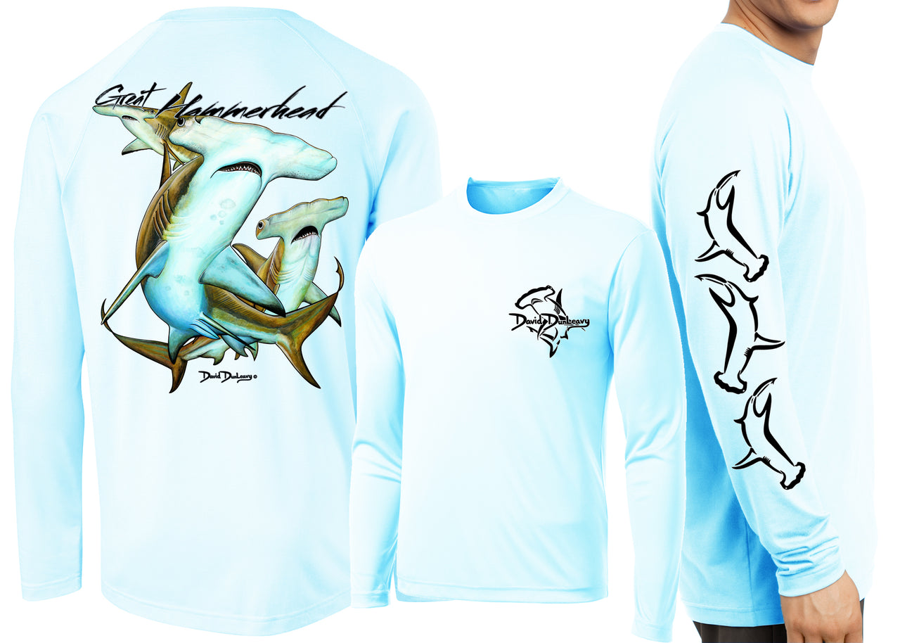 Men’s Performance Great Hammerhead Sharks Long Sleeve - Dunleavyapparel