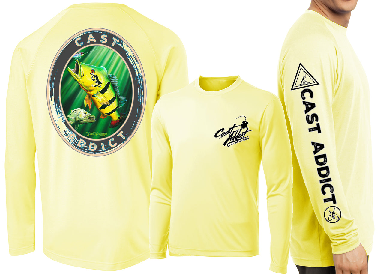 Men’s Performance Cast Addict Peacock Bass & Snook Long Sleeve - Dunleavyapparel
