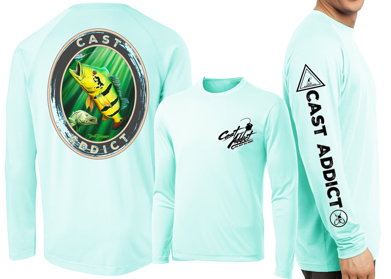 Men’s Performance Cast Addict Peacock Bass & Snook Long Sleeve - Dunleavyapparel