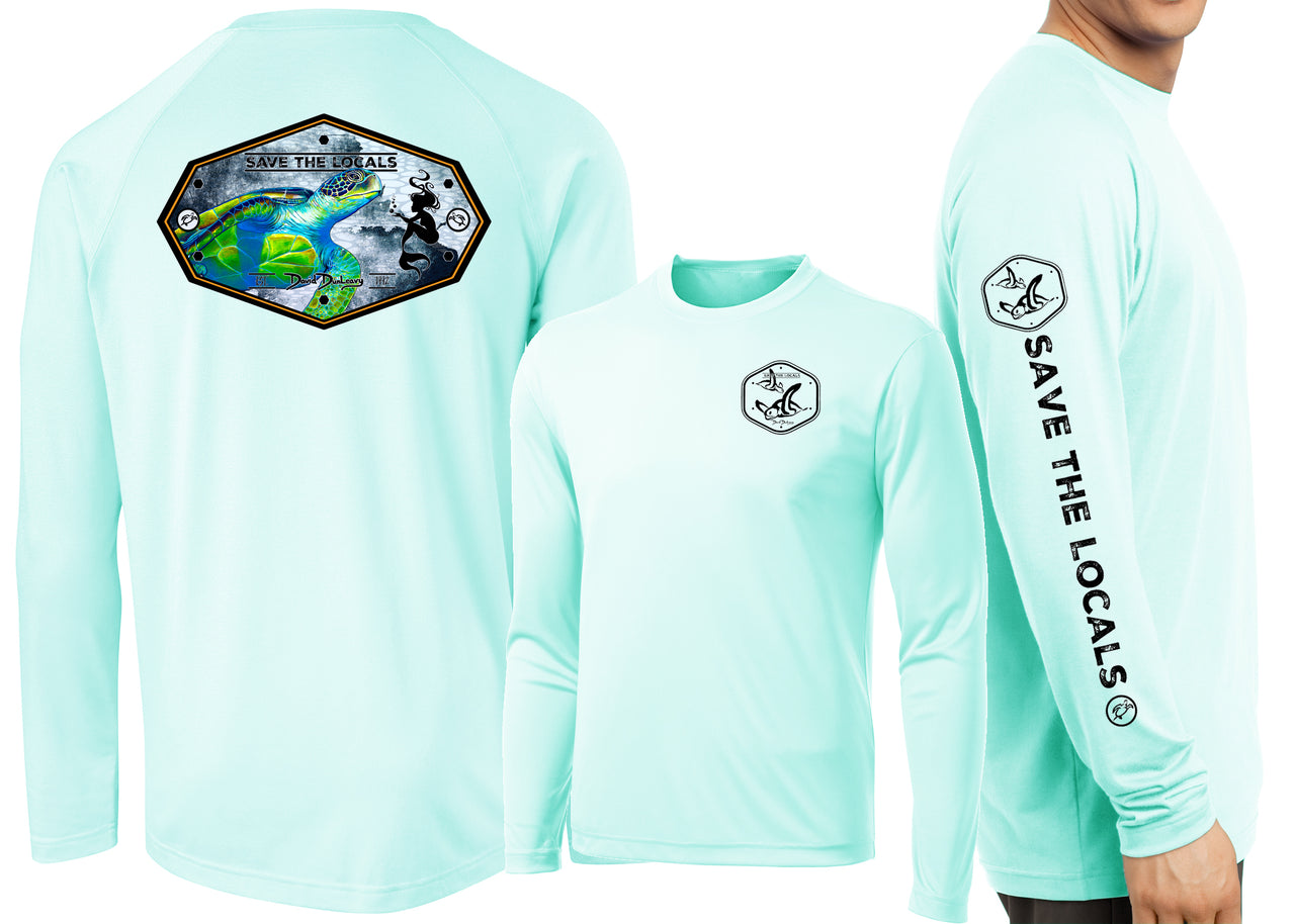Men’s Performance Save The Locals Sea Turtle & Mermaid Long Sleeve