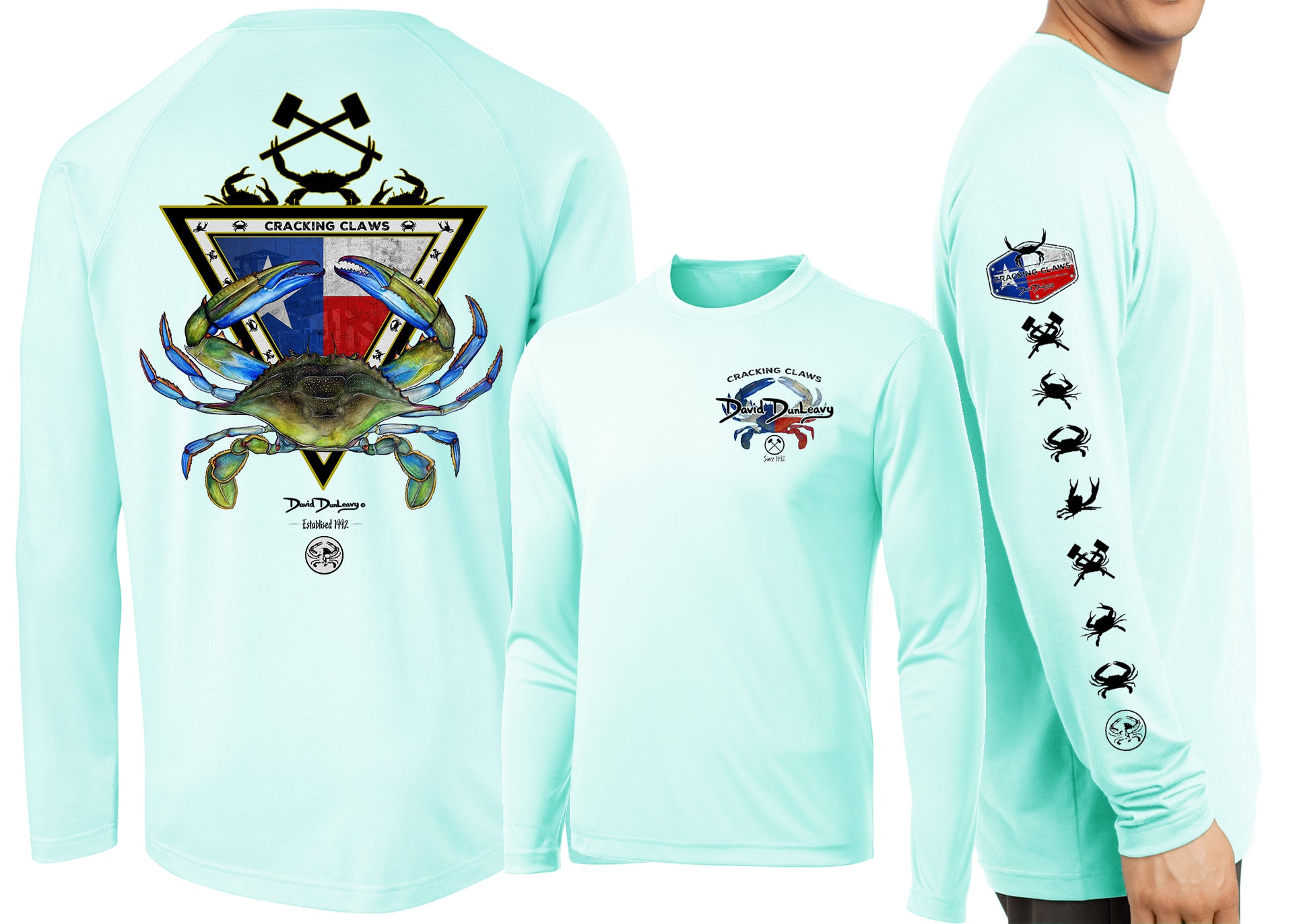 Men’s Performance Texas Blue Crab Long Sleeve - Dunleavyapparel