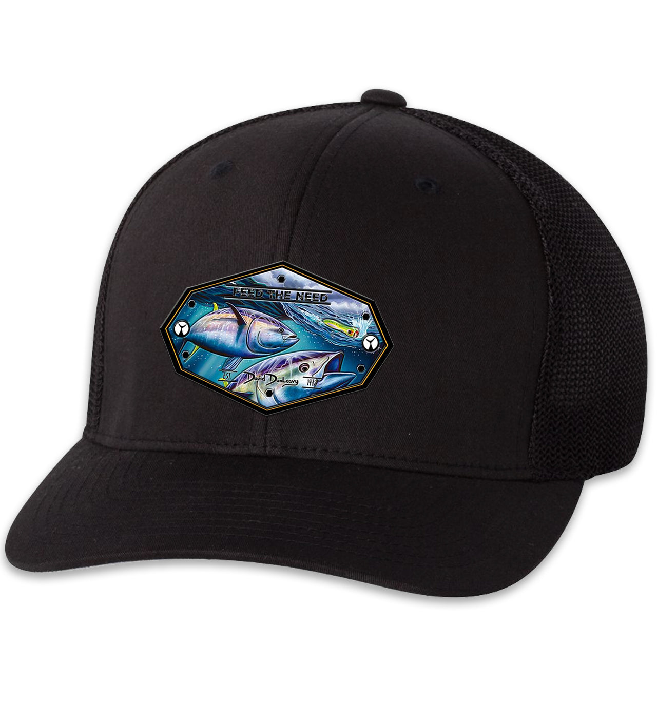 Bluefin Tuna 6 Panel Trucker Flexfit Black Black Hat