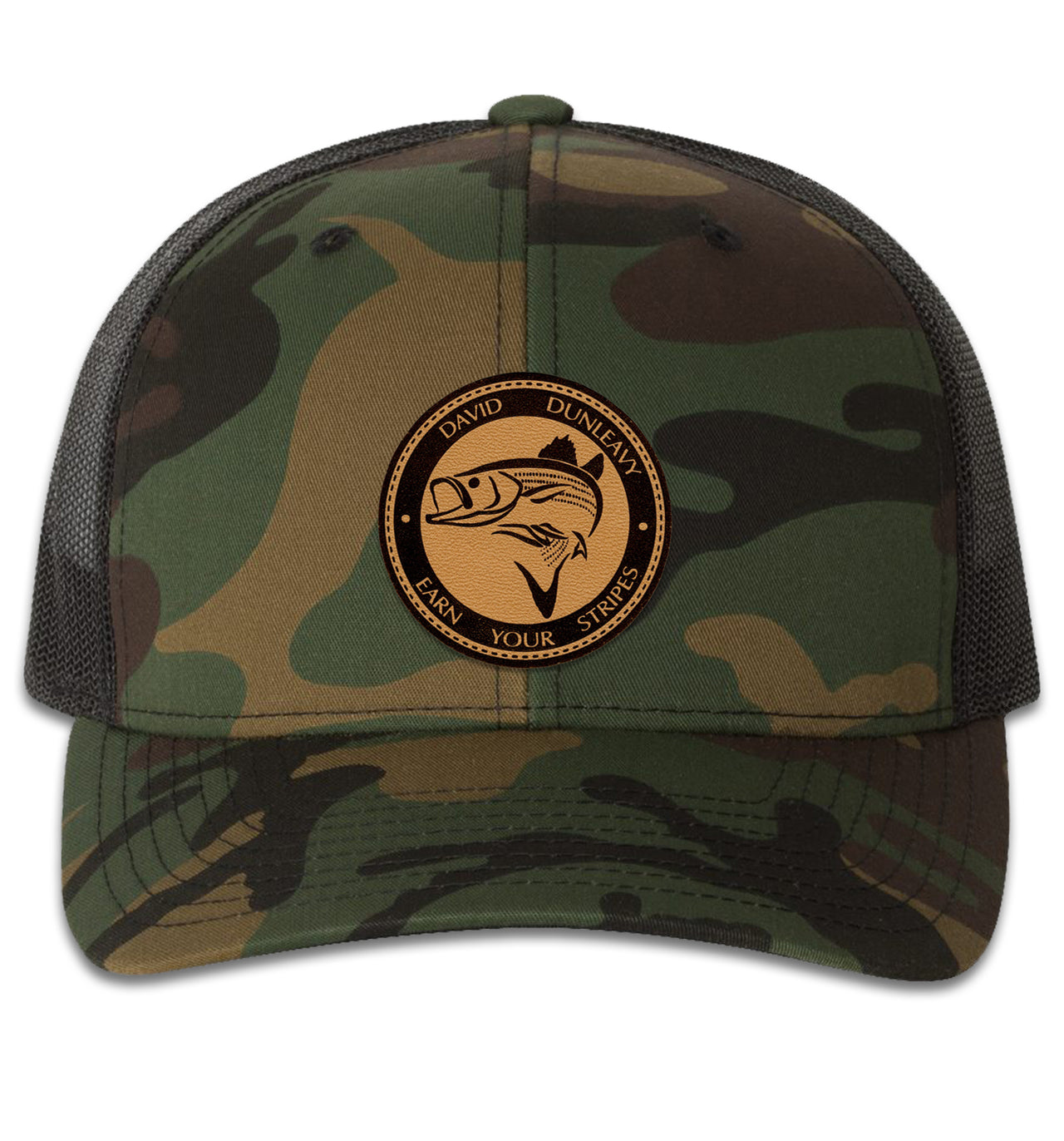 Striper Deco 6 Panel Trucker Snap Back Camo Green Black Hat